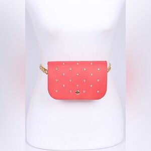 Red & Gold Studded Belt Bag
